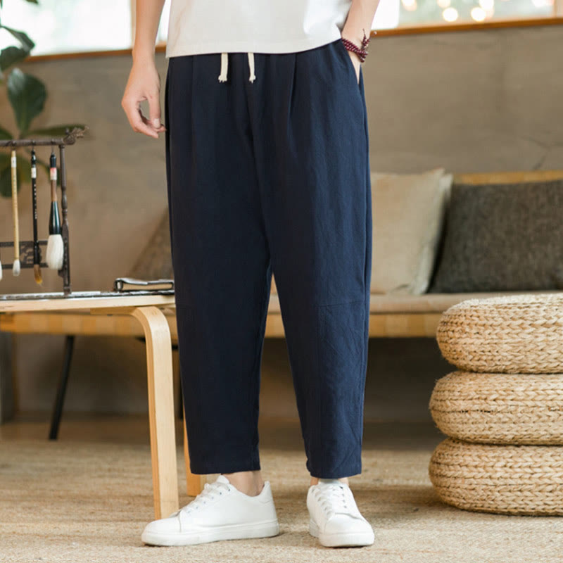 Summer Men's Cotton Pants With Pockets