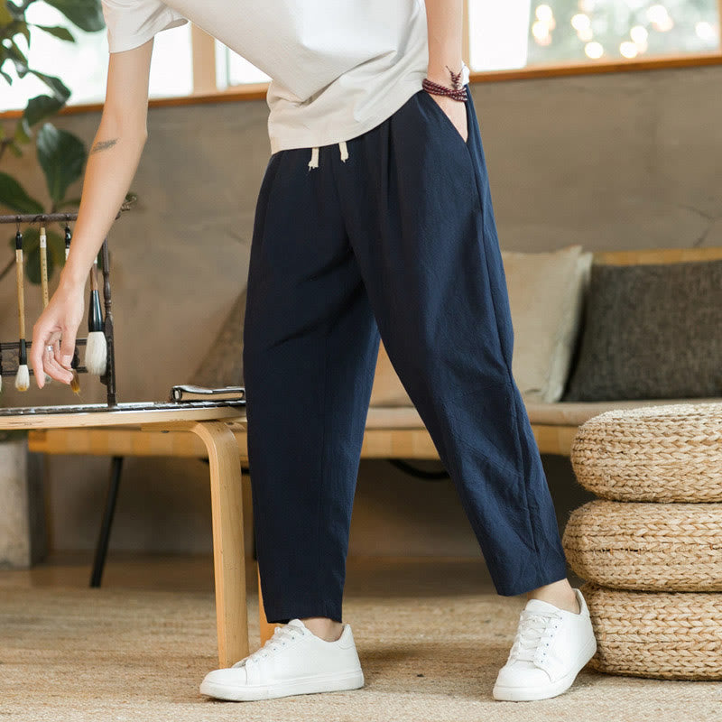 Summer Men's Cotton Pants With Pockets