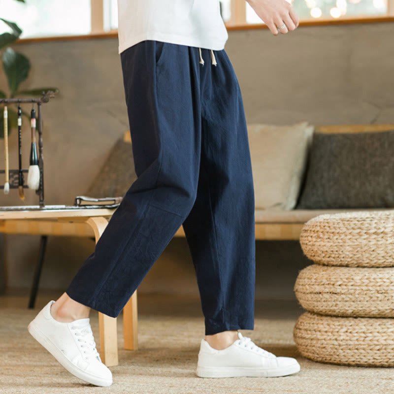Summer Men's Cotton Pants With Pockets