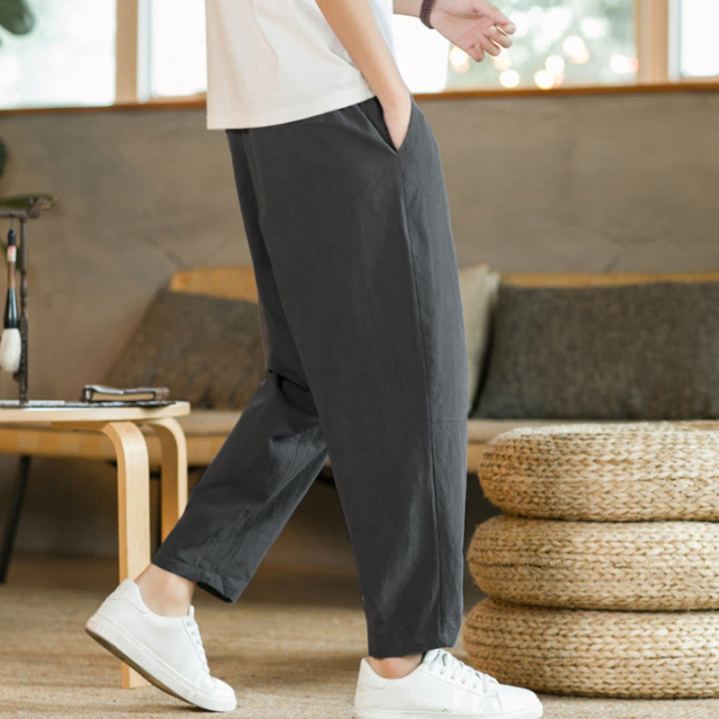 Summer Men's Cotton Pants With Pockets