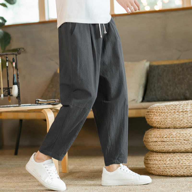 Summer Men's Cotton Pants With Pockets