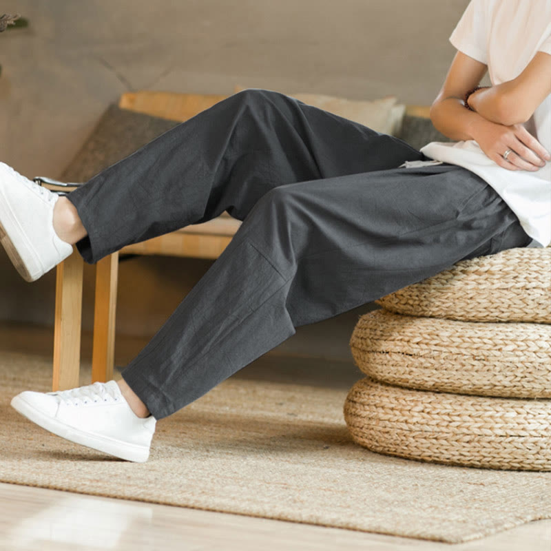Summer Men's Cotton Pants With Pockets