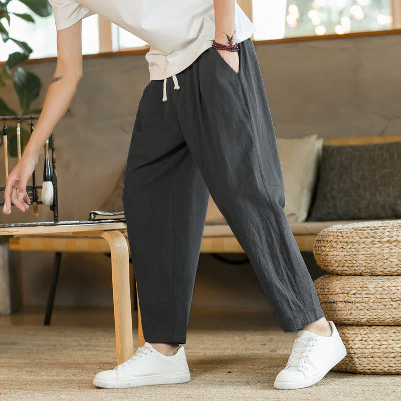 Summer Men's Cotton Pants With Pockets