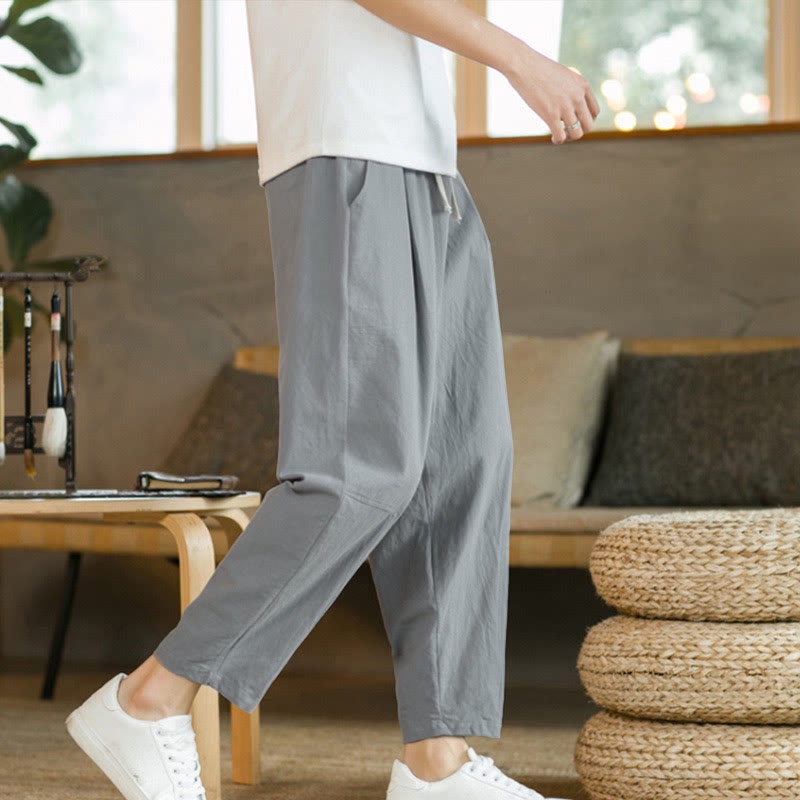 Summer Men's Cotton Pants With Pockets