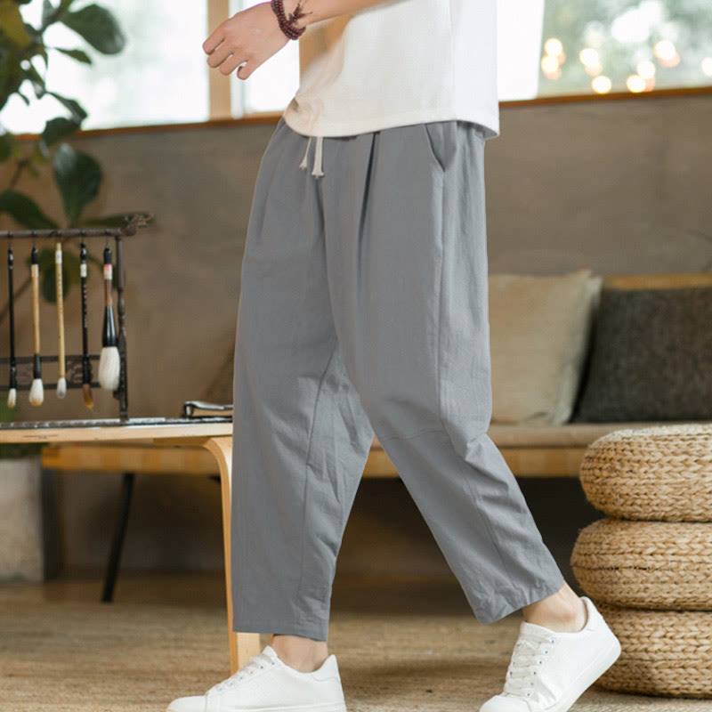 Summer Men's Cotton Pants With Pockets