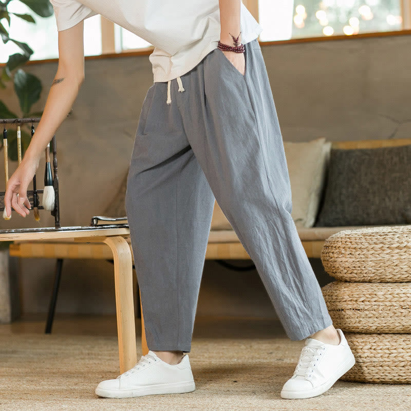 Summer Men's Cotton Pants With Pockets