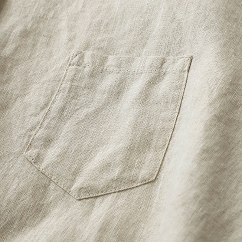 Solid Color Button Three Quarter Sleeve Shirt