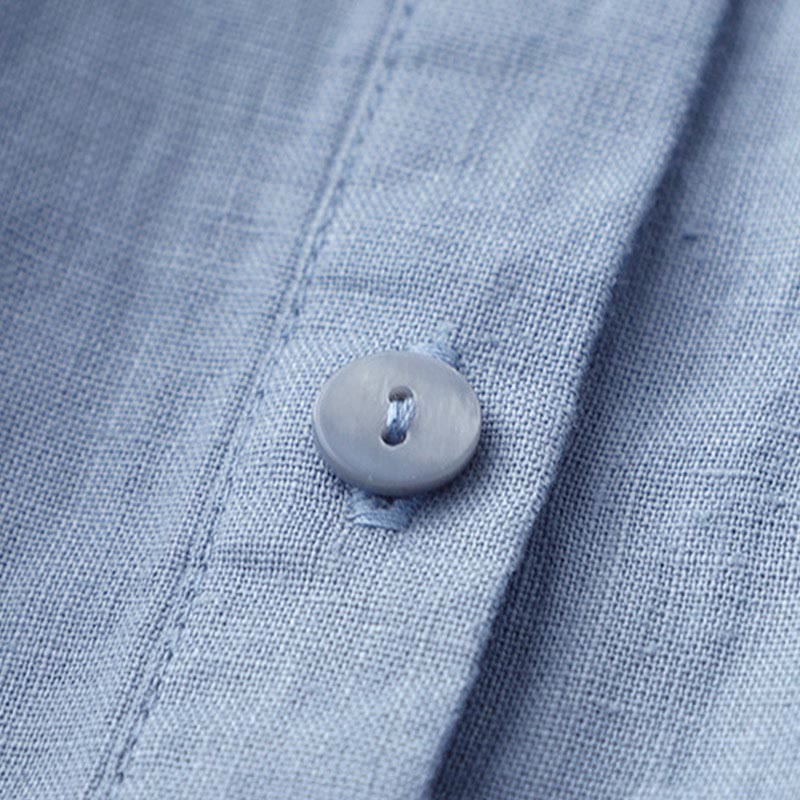 Solid Color Button Three Quarter Sleeve Shirt
