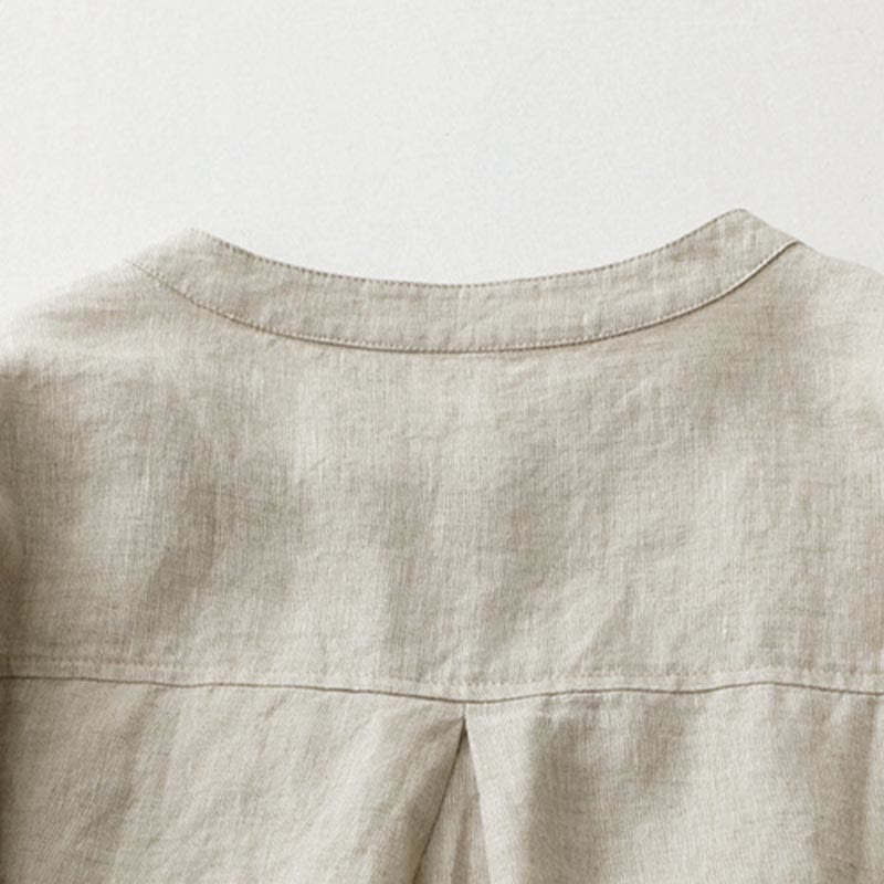 Solid Color Button Three Quarter Sleeve Shirt