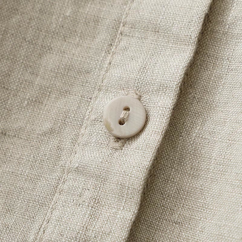 Solid Color Button Three Quarter Sleeve Shirt