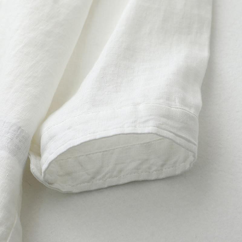 Solid Color Button Three Quarter Sleeve Shirt