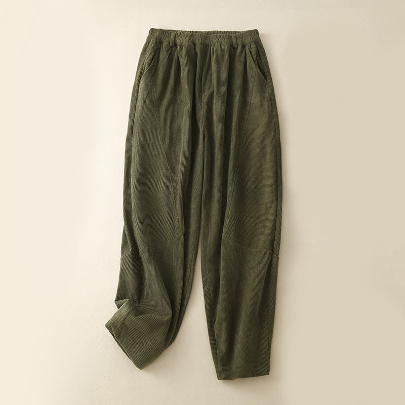 Tactile Corduroy Cotton Tapered Grounding Harem Pants