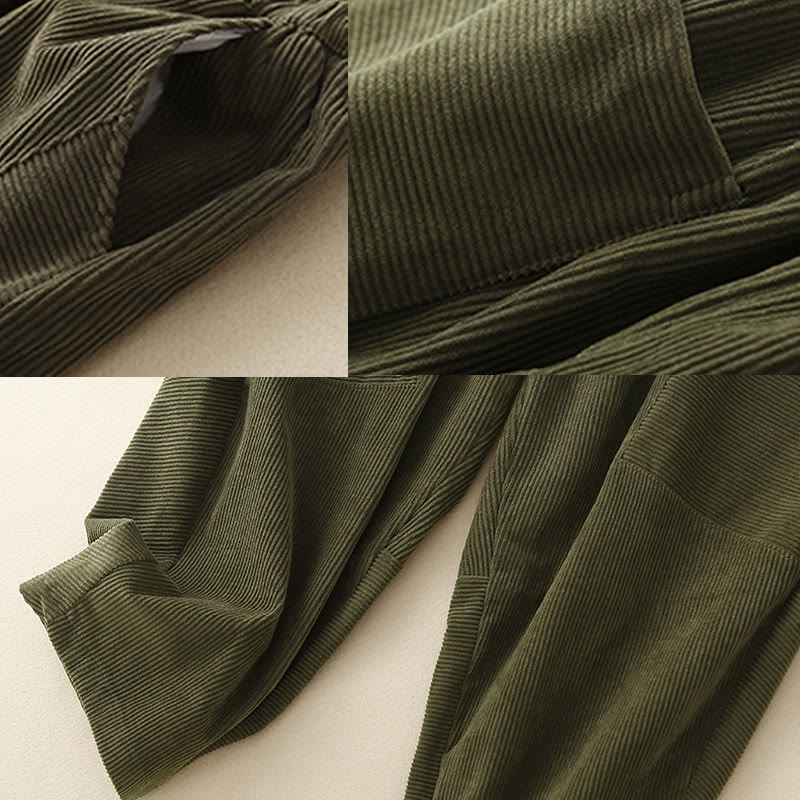 Tactile Corduroy Cotton Tapered Grounding Harem Pants