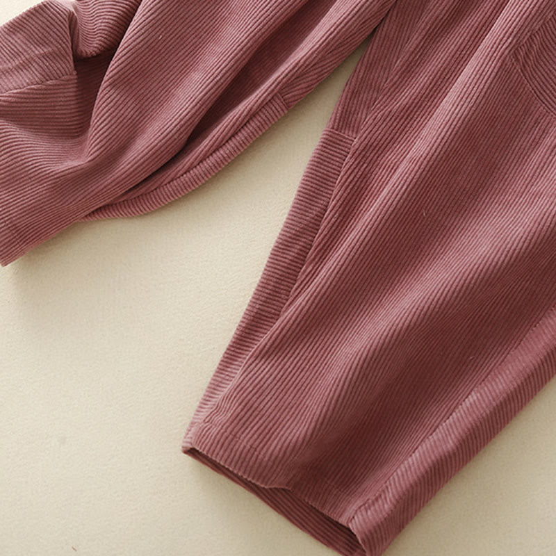 Tactile Corduroy Cotton Tapered Grounding Harem Pants