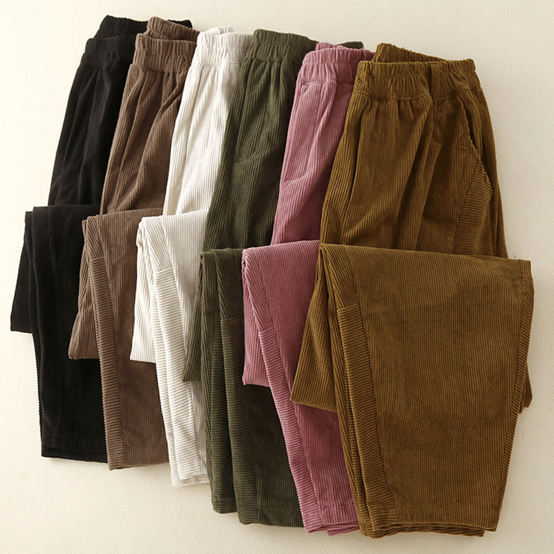 Tactile Corduroy Cotton Tapered Grounding Harem Pants