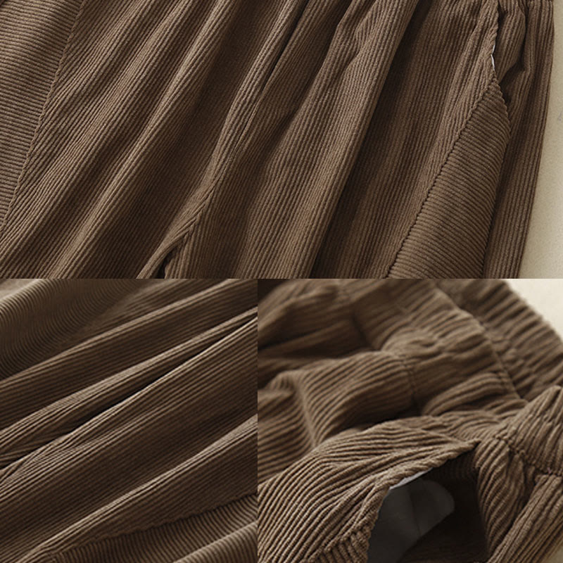 Tactile Corduroy Cotton Tapered Grounding Harem Pants