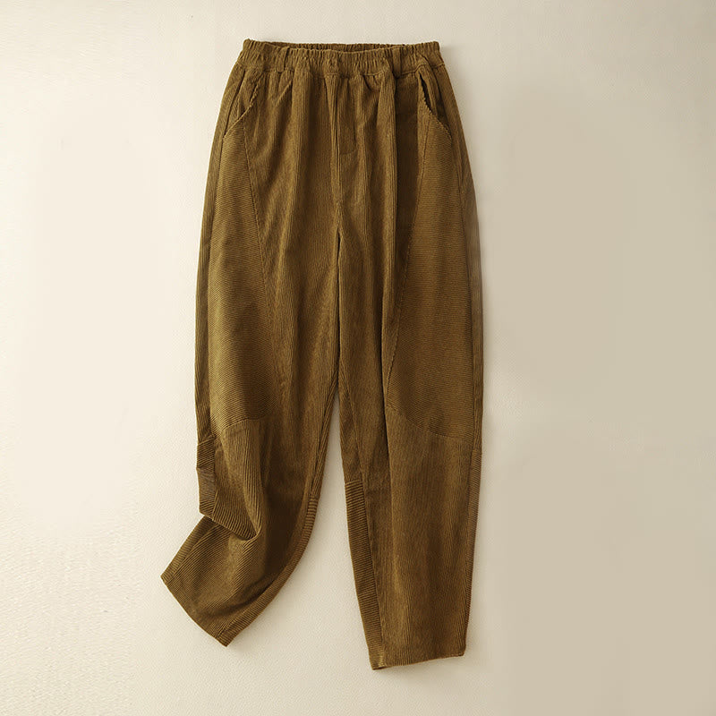 Tactile Corduroy Cotton Tapered Grounding Harem Pants