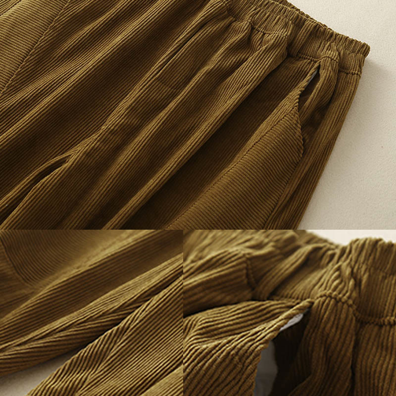 Tactile Corduroy Cotton Tapered Grounding Harem Pants