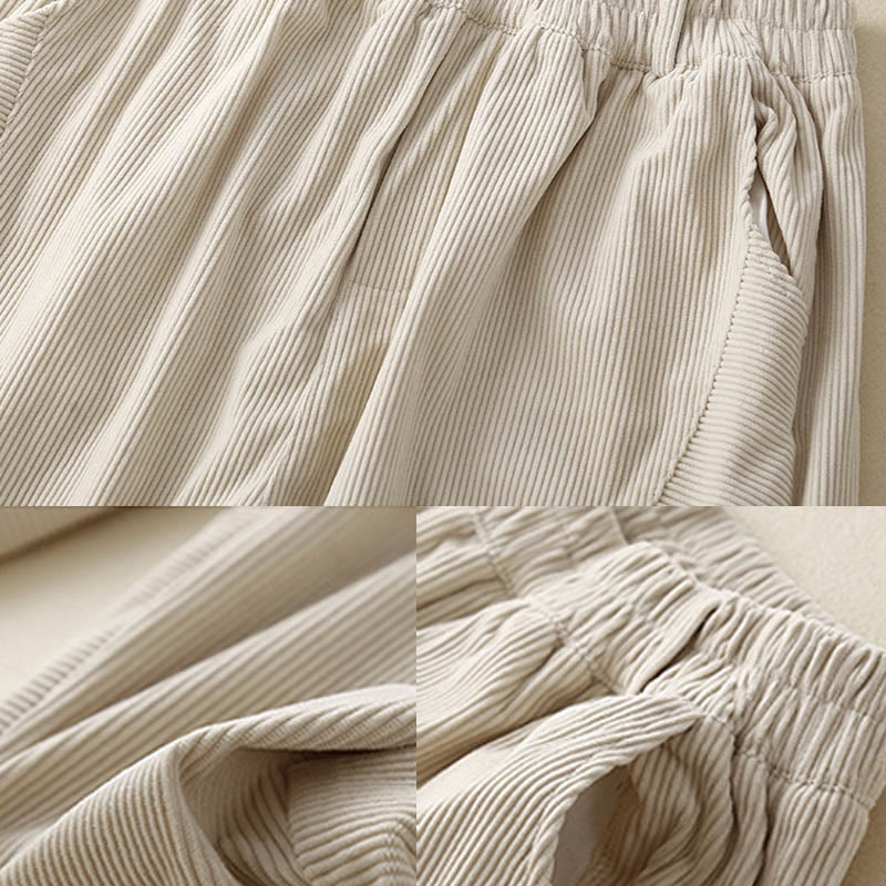 Tactile Corduroy Cotton Tapered Grounding Harem Pants