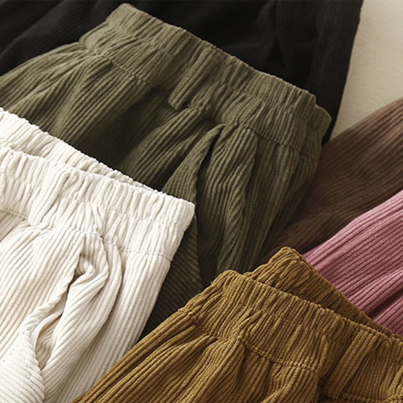 Tactile Corduroy Cotton Tapered Grounding Harem Pants