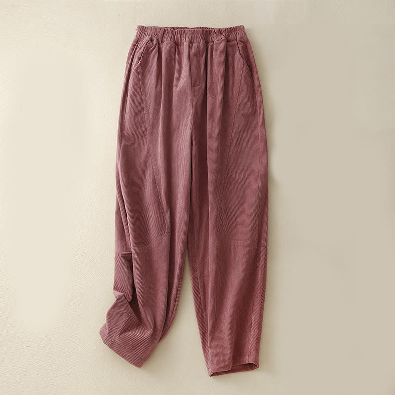 Tactile Corduroy Cotton Tapered Grounding Harem Pants