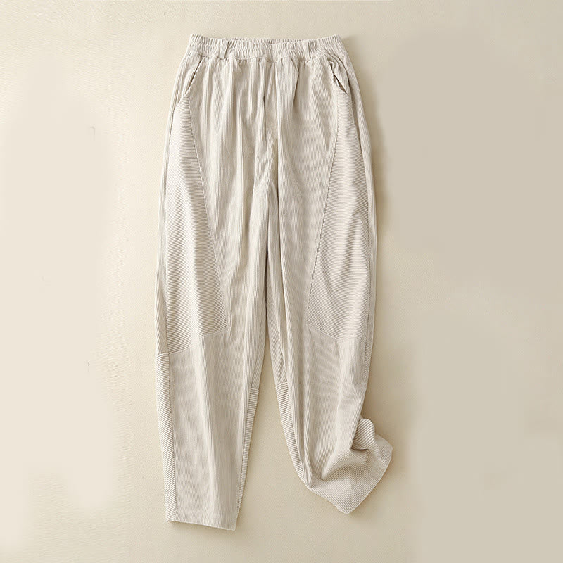 Tactile Corduroy Cotton Tapered Grounding Harem Pants