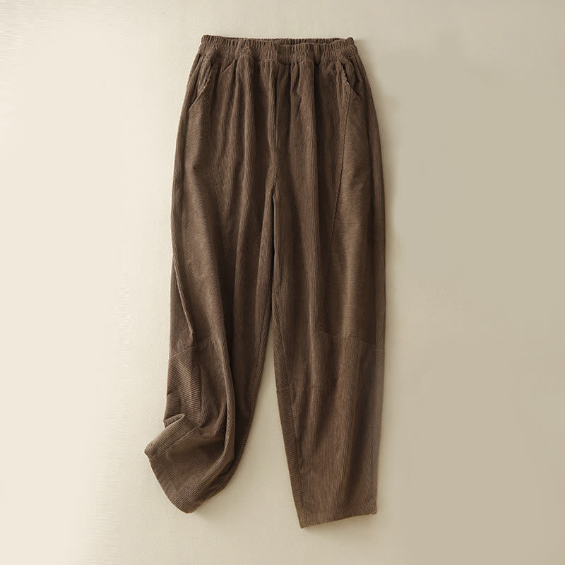 Tactile Corduroy Cotton Tapered Grounding Harem Pants