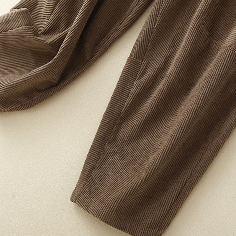Tactile Corduroy Cotton Tapered Grounding Harem Pants