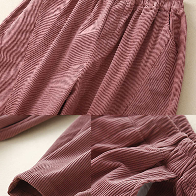Tactile Corduroy Cotton Tapered Grounding Harem Pants