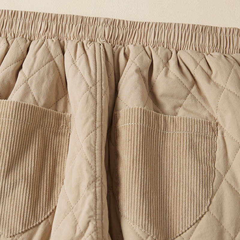 Diamond Quilted Design Thermal Women's Harem Cotton Pants With Pockets