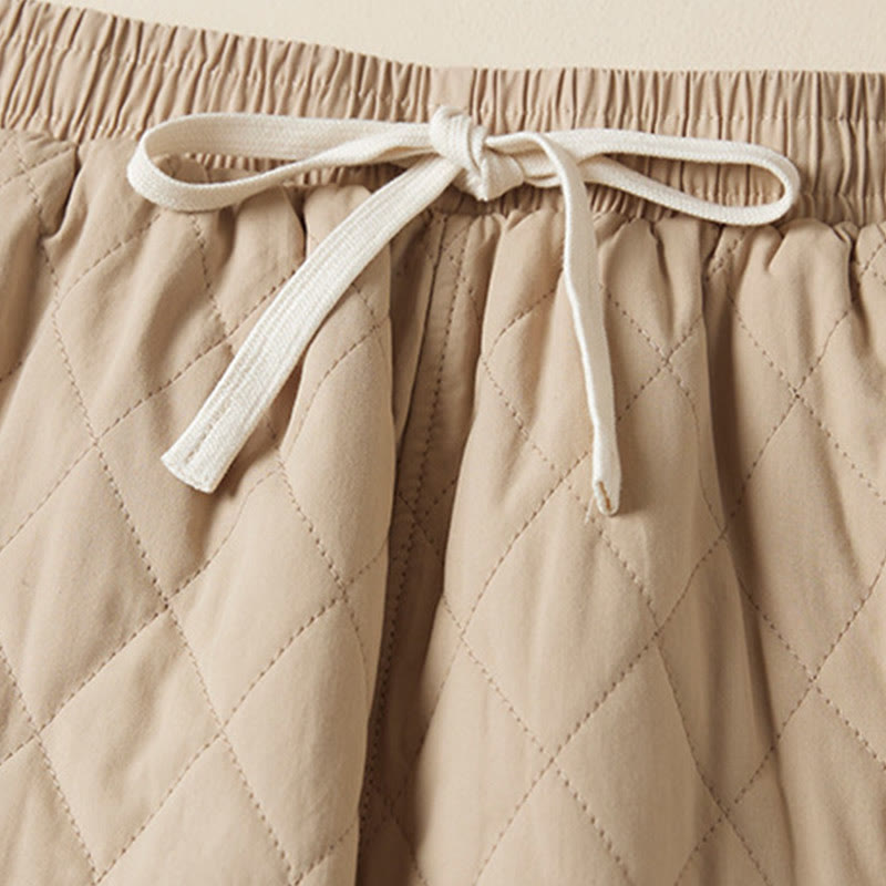 Diamond Quilted Design Thermal Women's Harem Cotton Pants With Pockets