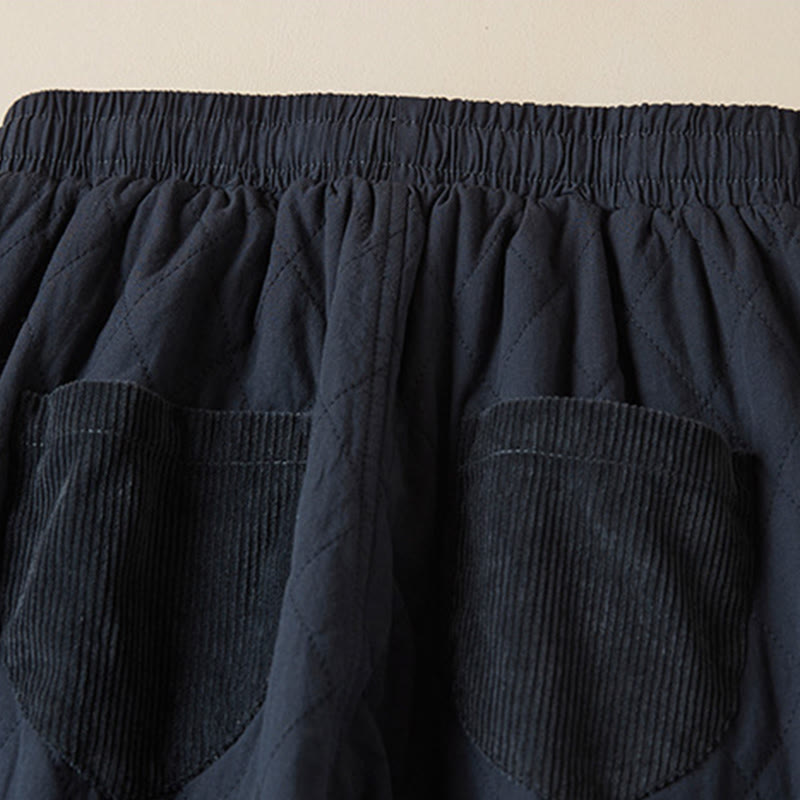 Diamond Quilted Design Thermal Women's Harem Cotton Pants With Pockets
