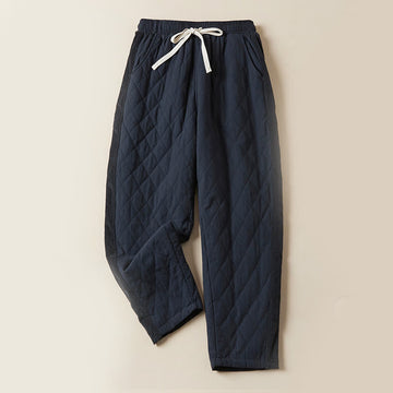 Diamond Quilted Design Thermal Women's Harem Cotton Pants With Pockets