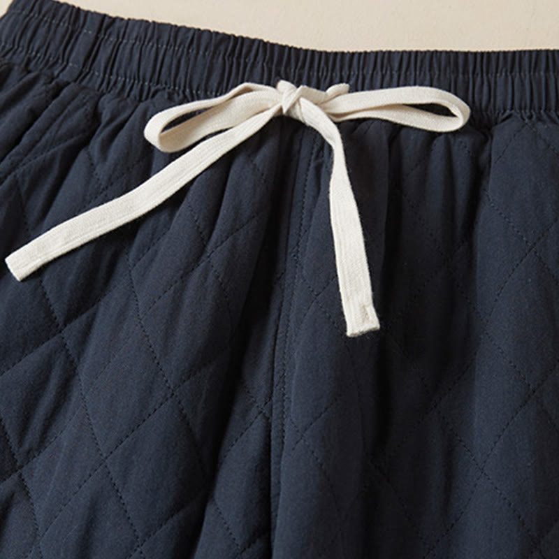 Diamond Quilted Design Thermal Women's Harem Cotton Pants With Pockets