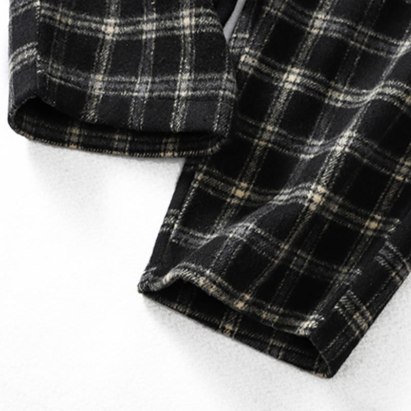 Fleece-Lined Cotton Plaid Tapered Grounding Meditation Harem Pants