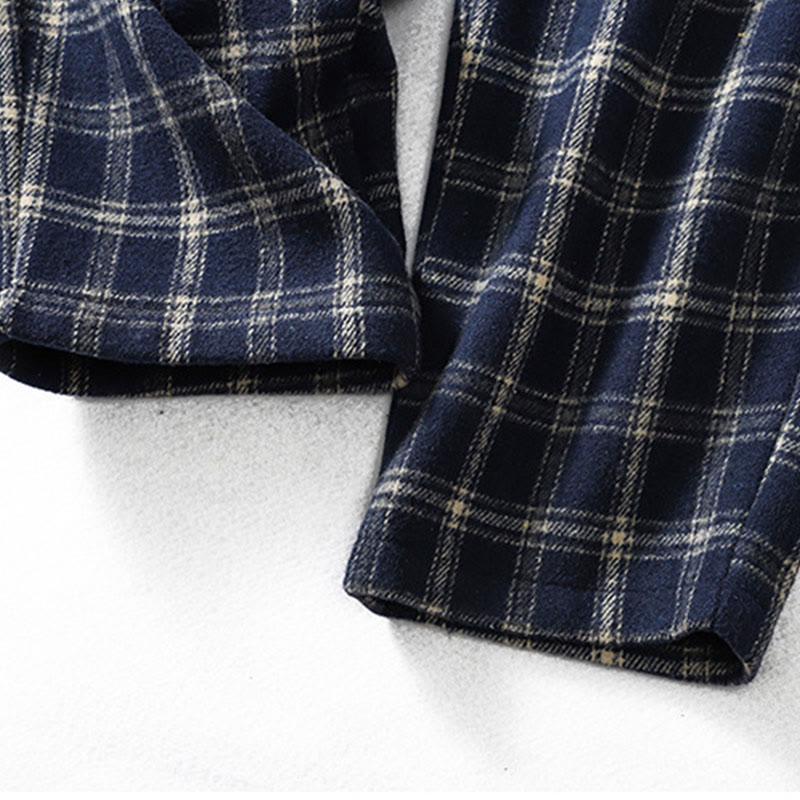 Fleece-Lined Cotton Plaid Tapered Grounding Meditation Harem Pants