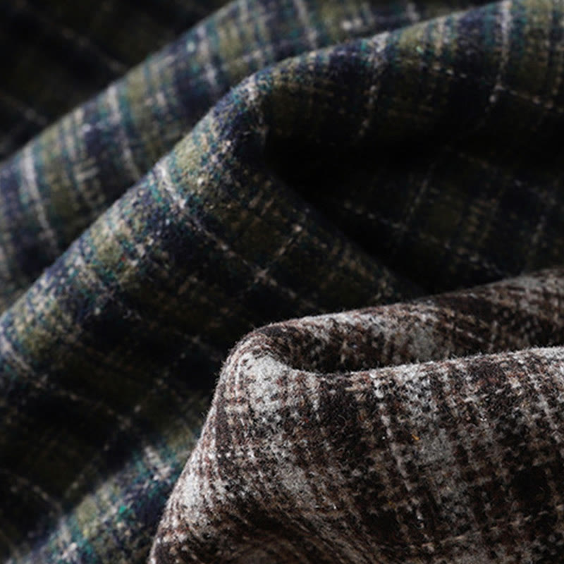 Fleece-Lined Cotton Plaid Tapered Grounding Meditation Harem Pants
