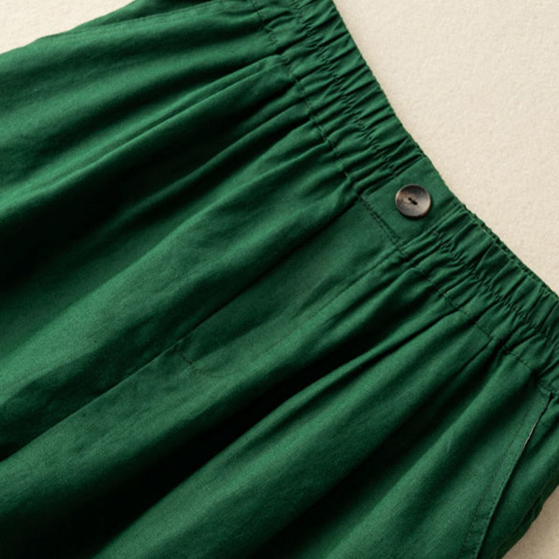 Summer Casual Plain Zipper Button Cotton Linen Women's Shorts With Pockets