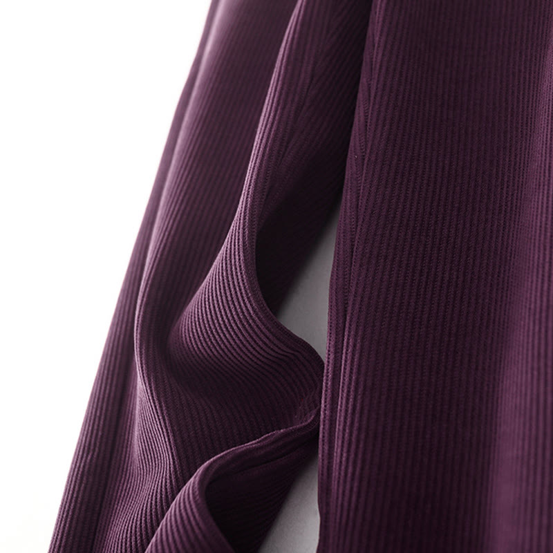 Casual Solid Color Women's Wide Leg Corduroy Cotton Fleece-Lined Pants With Pockets