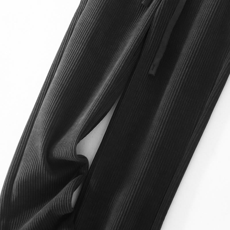Casual Solid Color Women's Wide Leg Corduroy Cotton Fleece-Lined Pants With Pockets