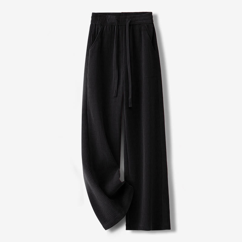 Casual Solid Color Women's Wide Leg Corduroy Cotton Fleece-Lined Pants With Pockets