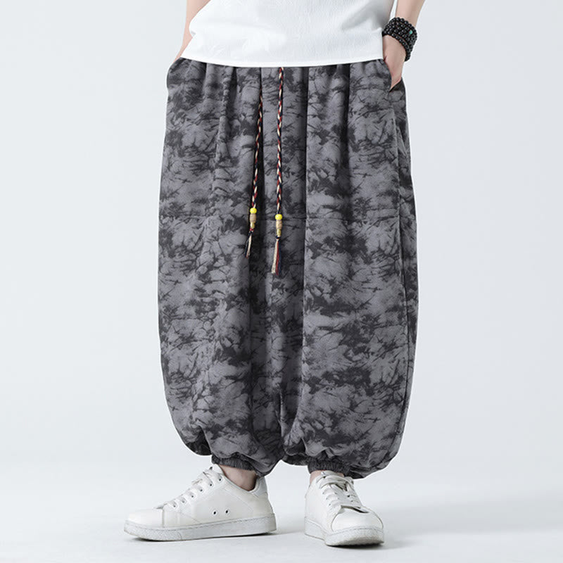 Breathable Lightweight Botanical Print Men's Meditation Harem Pants