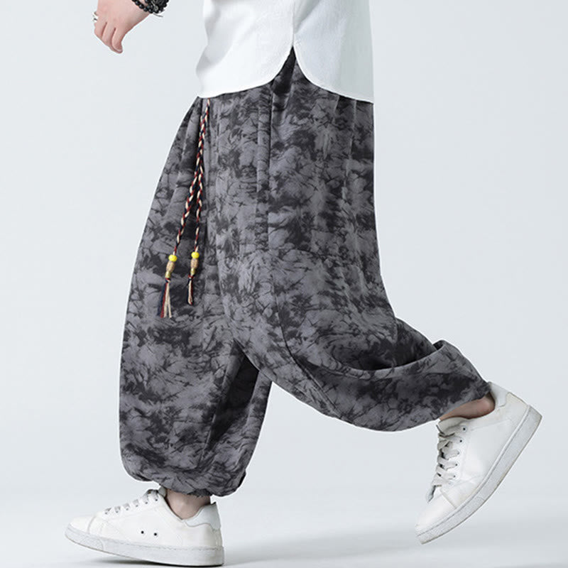 Breathable Lightweight Botanical Print Men's Meditation Harem Pants