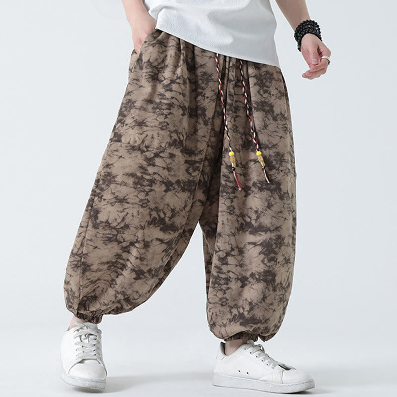 Breathable Lightweight Botanical Print Men's Meditation Harem Pants