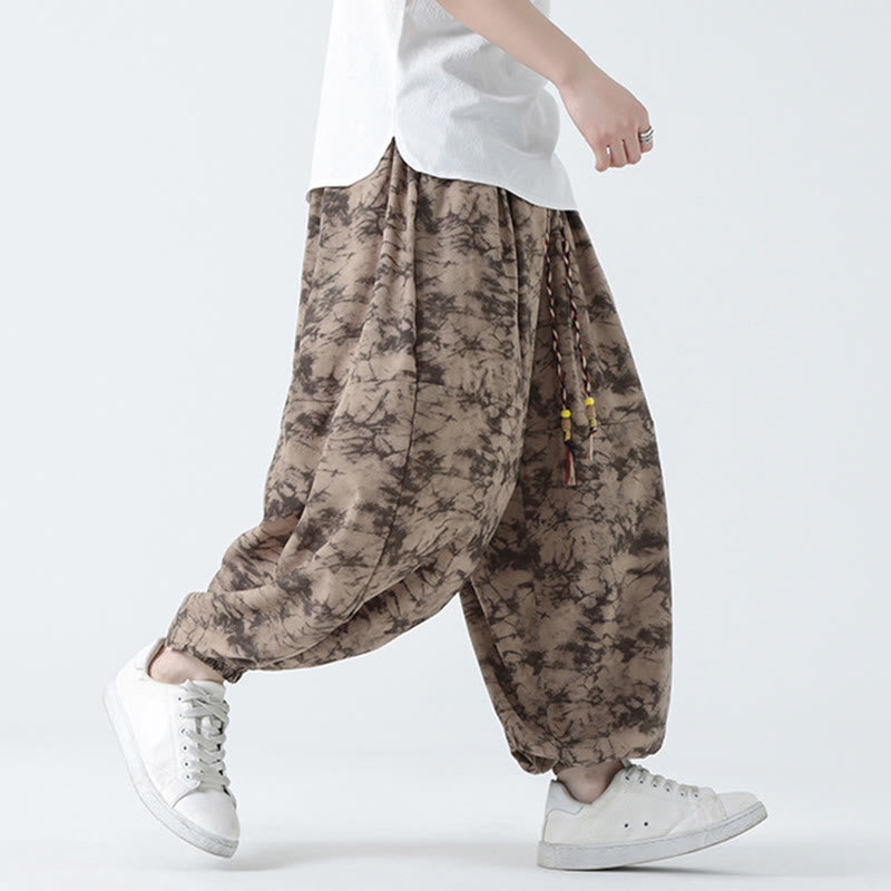 Breathable Lightweight Botanical Print Men's Meditation Harem Pants
