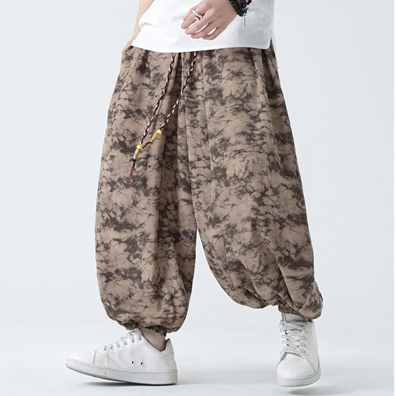 Breathable Lightweight Botanical Print Men's Meditation Harem Pants