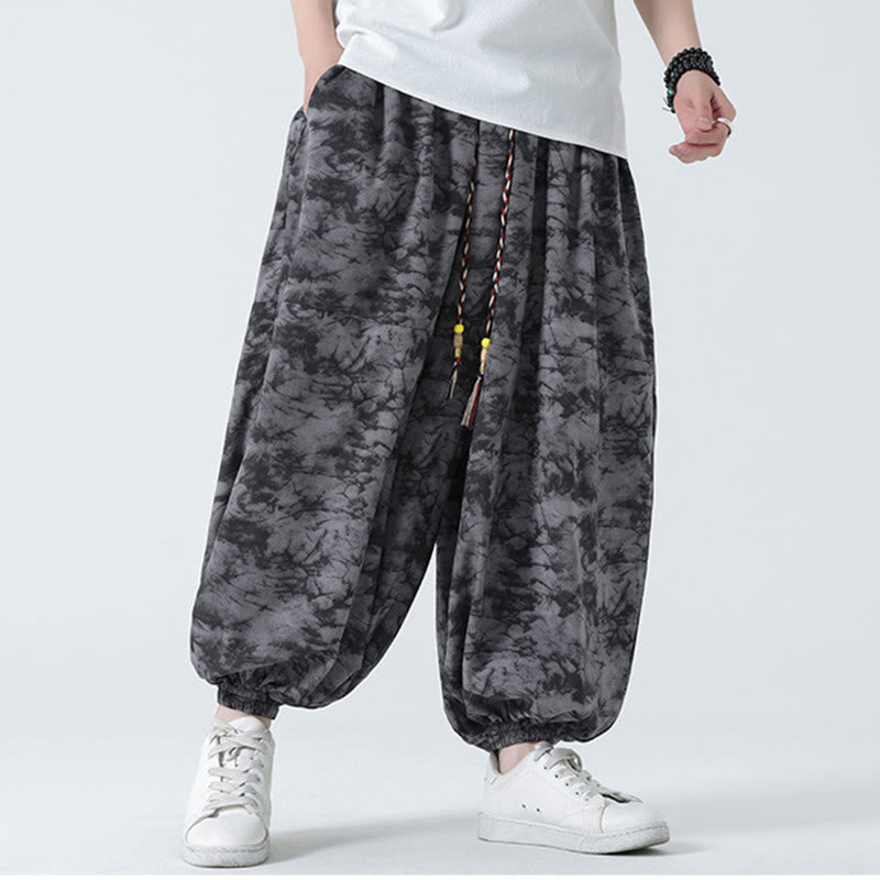 Breathable Lightweight Botanical Print Men's Meditation Harem Pants