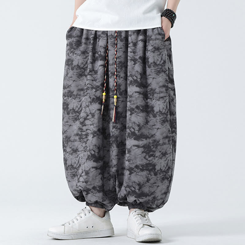 Breathable Lightweight Botanical Print Men's Meditation Harem Pants