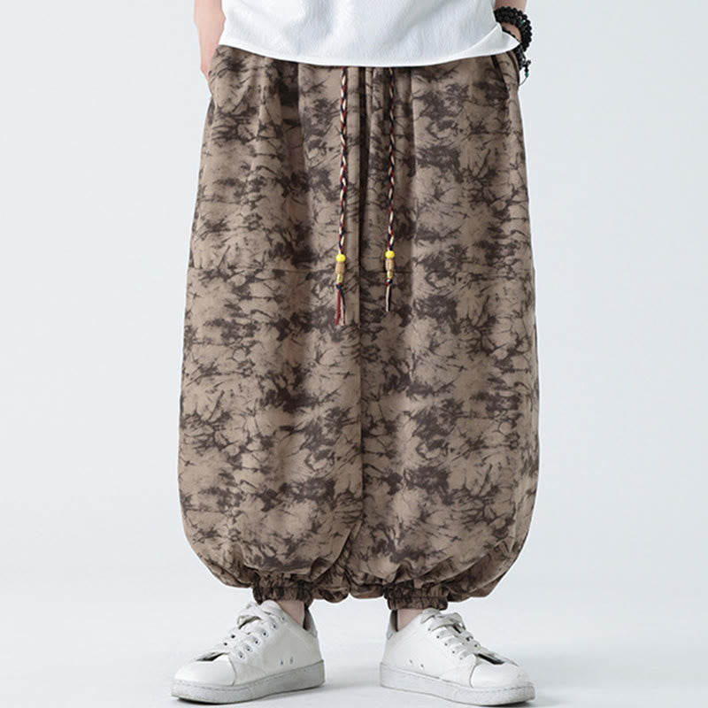 Breathable Lightweight Botanical Print Men's Meditation Harem Pants