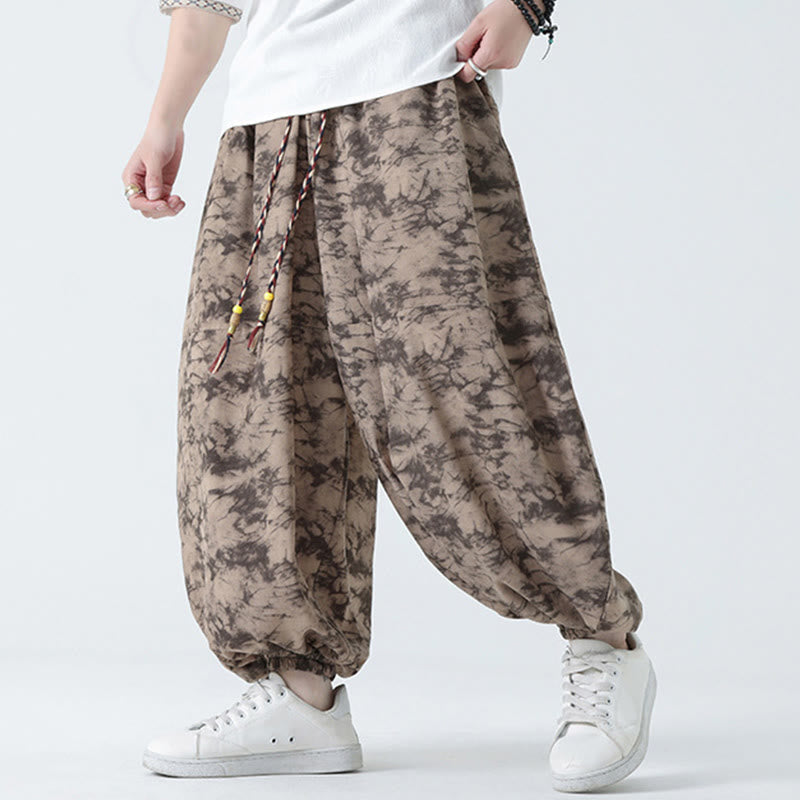 Breathable Lightweight Botanical Print Men's Meditation Harem Pants